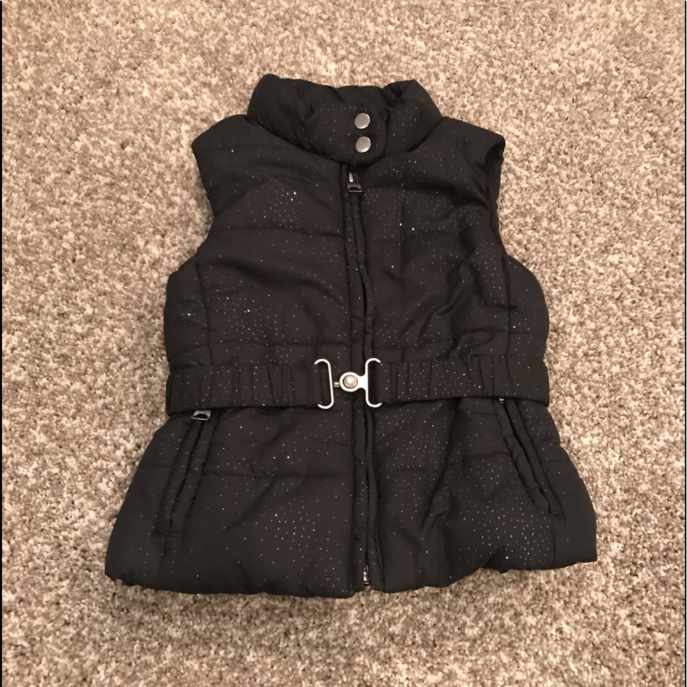 Puffer Vest Little Girls XS 4 Black w Sparkles